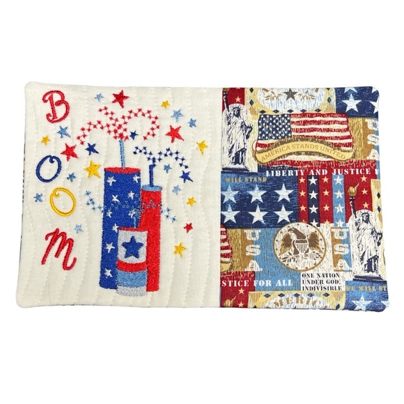 Hand Crafted Other - Hand Crafted Mug Rug Coaster Embroidered Cotton Fabric Padded Absorbs Liquid